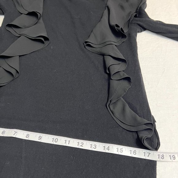 Lauren Ralph Lauren Women's Black Cardigan Dress Long Sleeve Ruffle Size M - Picture 8 of 9